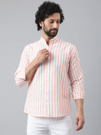RIAG Orange Men's Chinese Collar Full Sleeves Shirt | Grocsy