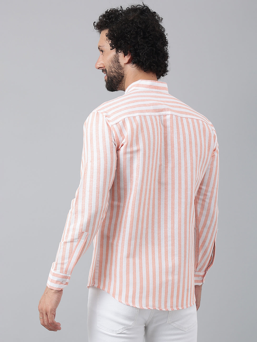 RIAG Orange Men's Chinese Collar Full Sleeves Shirt | Grocsy