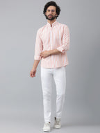 RIAG Orange Men's Chinese Collar Full Sleeves Shirt | Grocsy