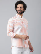 RIAG Orange Men's Chinese Collar Full Sleeves Shirt | Grocsy