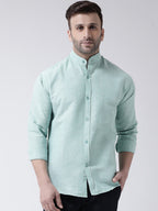 RIAG Green Men's Chinese Collar Full Sleeves Shirt | Grocsy