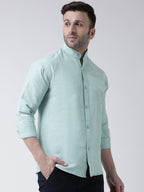RIAG Green Men's Chinese Collar Full Sleeves Shirt | Grocsy