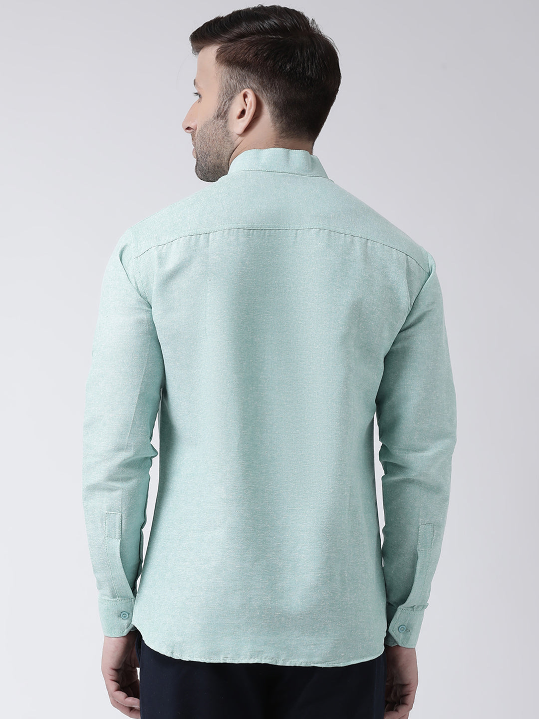 RIAG Green Men's Chinese Collar Full Sleeves Shirt | Grocsy