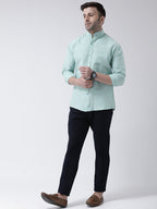 RIAG Green Men's Chinese Collar Full Sleeves Shirt | Grocsy