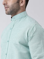 RIAG Green Men's Chinese Collar Full Sleeves Shirt | Grocsy