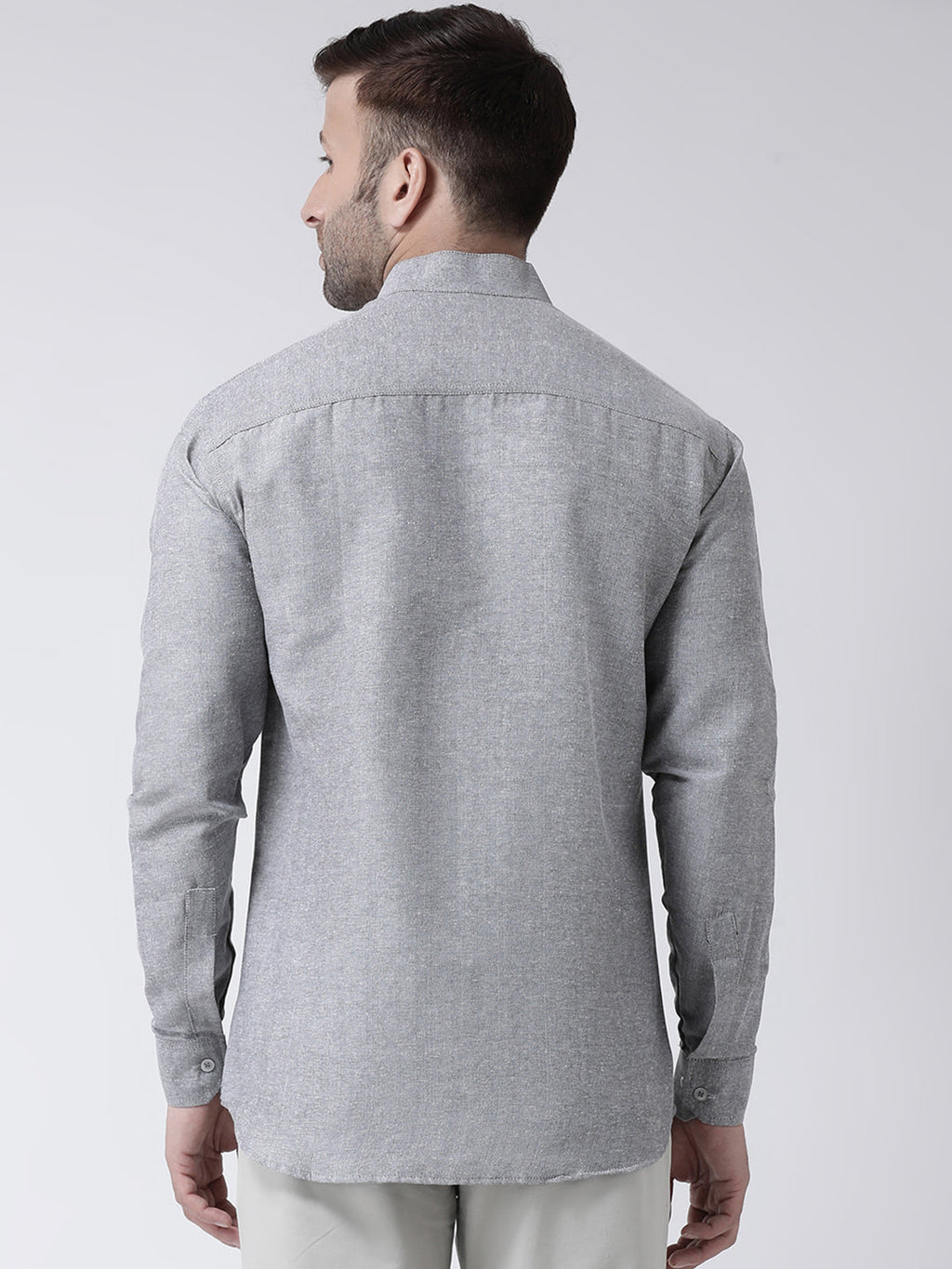 RIAG Grey Men's Chinese Collar Full Sleeves Shirt | Grocsy