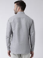 RIAG Grey Men's Chinese Collar Full Sleeves Shirt | Grocsy
