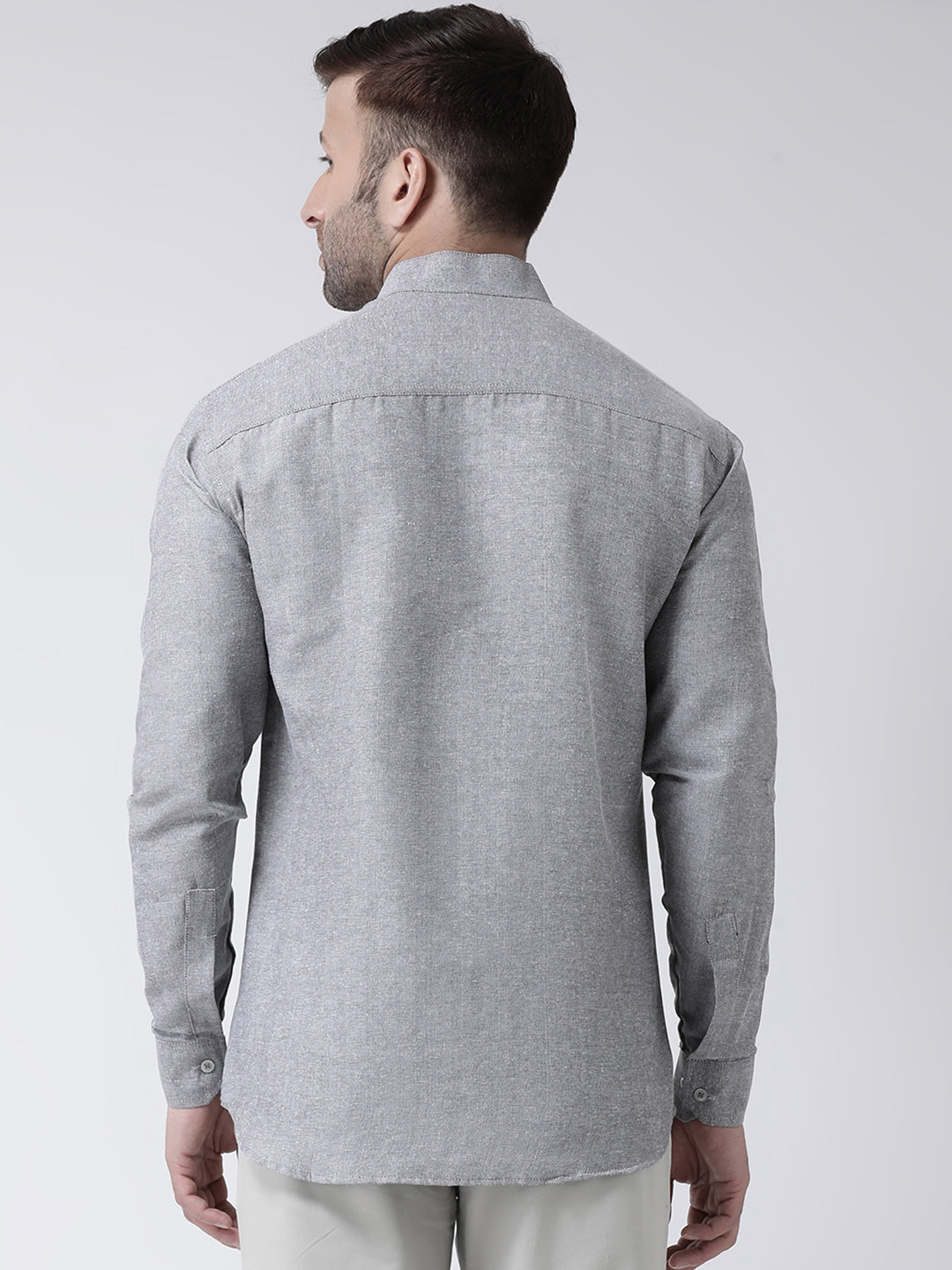 RIAG Grey Men's Chinese Collar Full Sleeves Shirt | Grocsy
