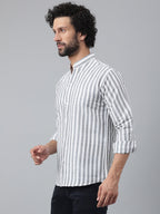 RIAG Grey Men's Chinese Collar Full Sleeves Shirt | Grocsy