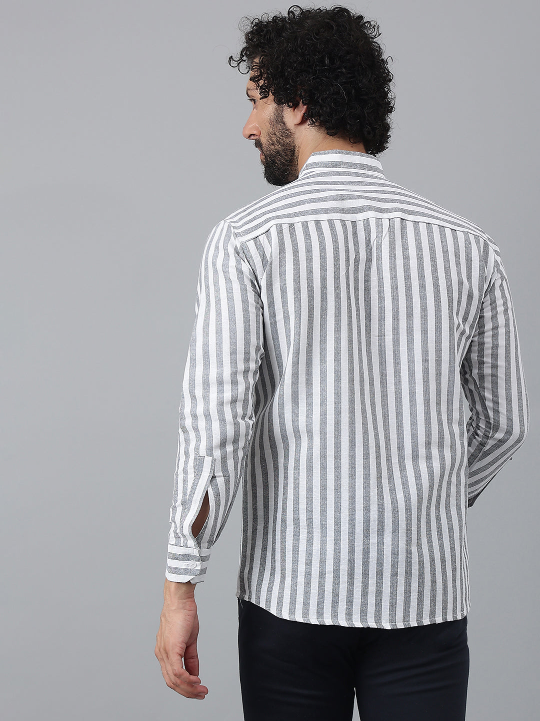RIAG Grey Men's Chinese Collar Full Sleeves Shirt | Grocsy