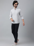 RIAG Grey Men's Chinese Collar Full Sleeves Shirt | Grocsy