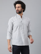 RIAG Grey Men's Chinese Collar Full Sleeves Shirt | Grocsy