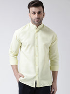 RIAG Yellow Men's Chinese Collar Full Sleeves Shirt | Grocsy