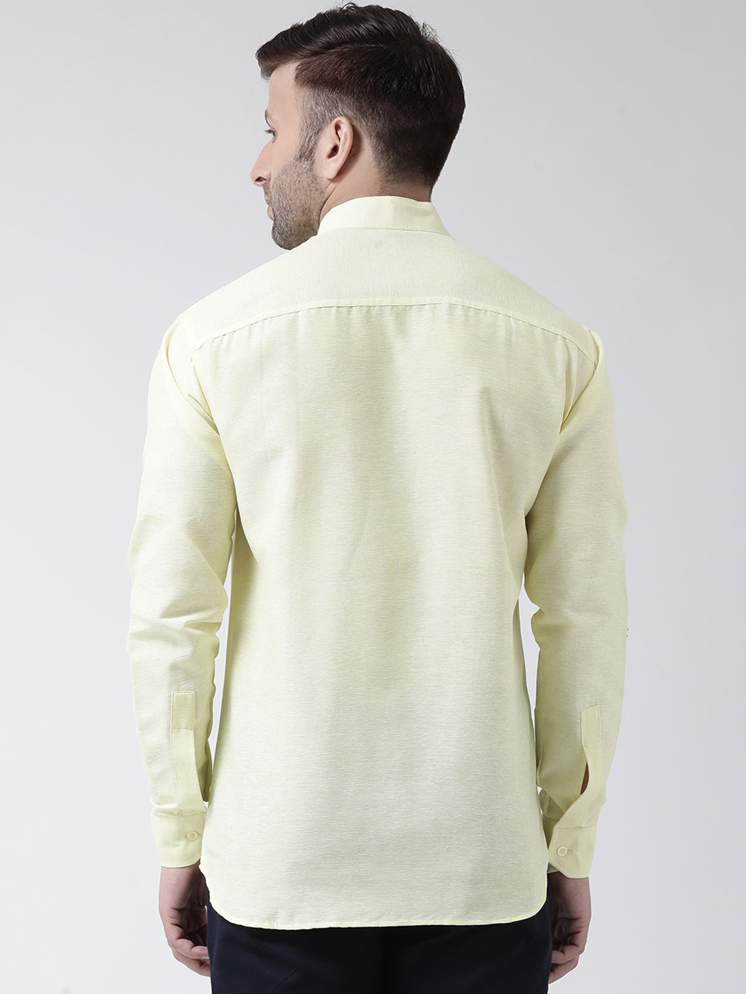 RIAG Yellow Men's Chinese Collar Full Sleeves Shirt | Grocsy