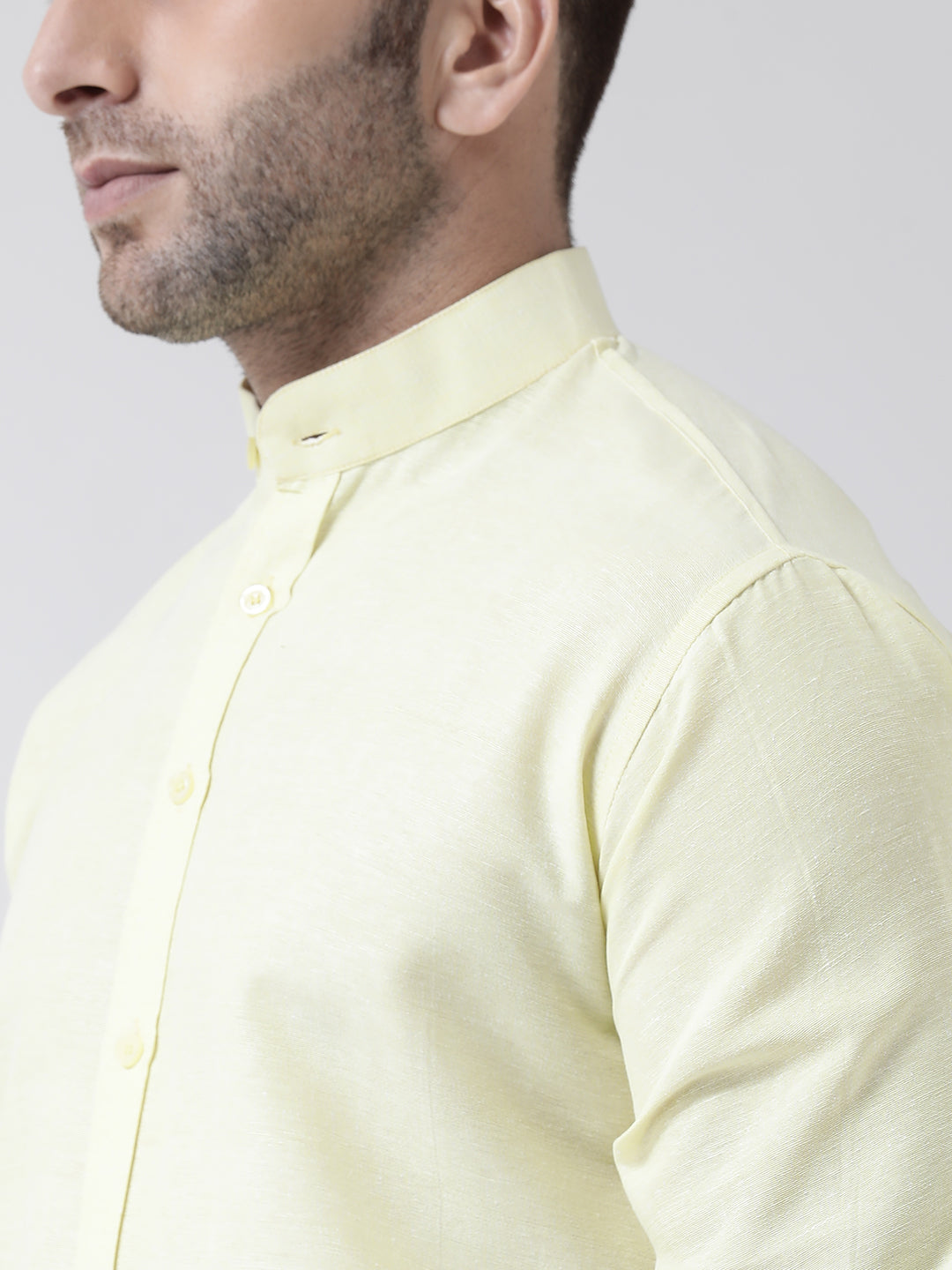 RIAG Yellow Men's Chinese Collar Full Sleeves Shirt | Grocsy