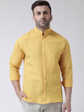 RIAG Mustard Men's Chinese Collar Full Sleeves Shirt | Grocsy