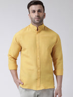 RIAG Mustard Men's Chinese Collar Full Sleeves Shirt | Grocsy