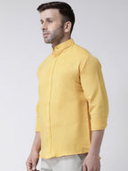 RIAG Mustard Men's Chinese Collar Full Sleeves Shirt | Grocsy