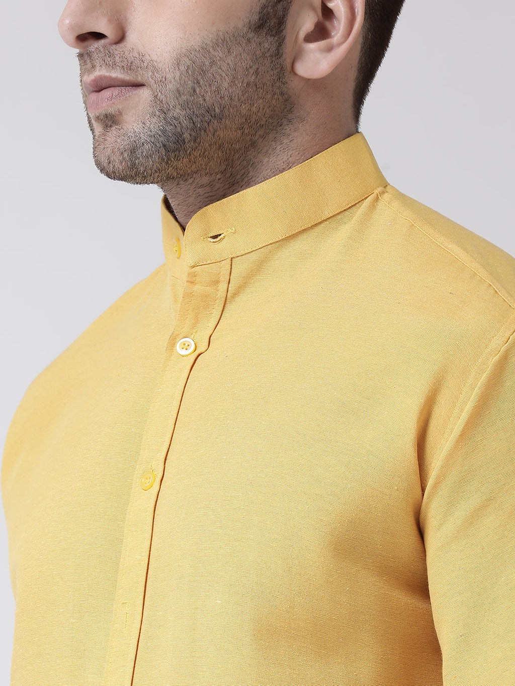 RIAG Mustard Men's Chinese Collar Full Sleeves Shirt | Grocsy
