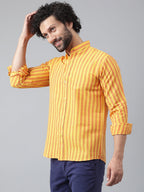 RIAG Yellow Men's Chinese Collar Full Sleeves Shirt | Grocsy