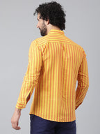RIAG Yellow Men's Chinese Collar Full Sleeves Shirt | Grocsy