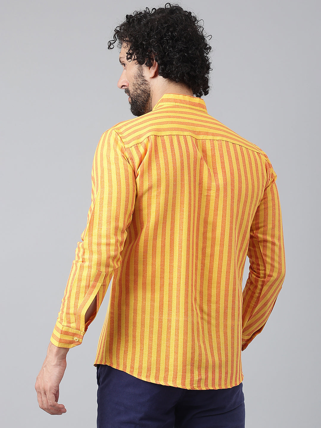 RIAG Yellow Men's Chinese Collar Full Sleeves Shirt | Grocsy