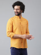 RIAG Yellow Men's Chinese Collar Full Sleeves Shirt | Grocsy
