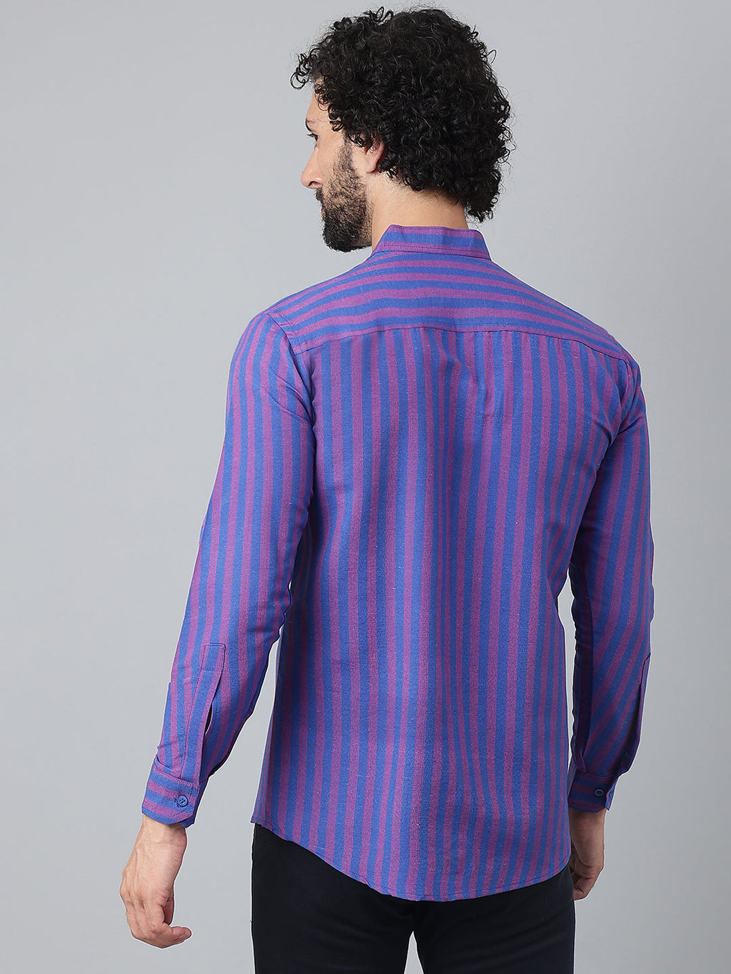 RIAG Blue Men's Chinese Collar Full Sleeves Shirt | Grocsy
