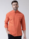 RIAG Orange Men's Chinese Collar Full Sleeves Shirt | Grocsy