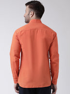 RIAG Orange Men's Chinese Collar Full Sleeves Shirt | Grocsy