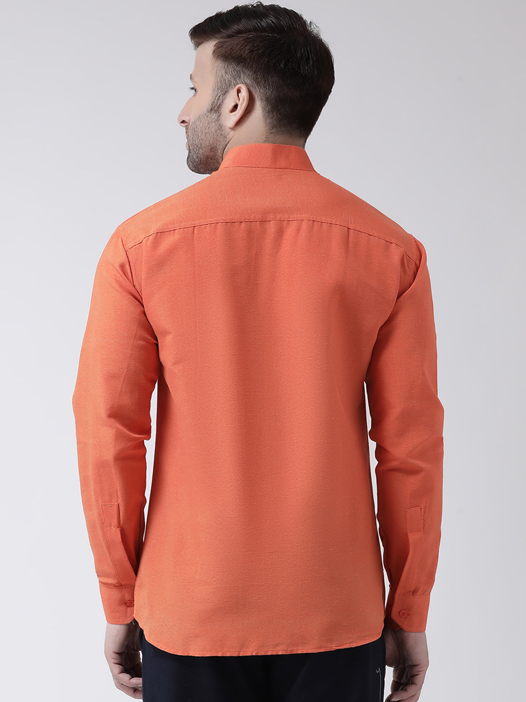 RIAG Orange Men's Chinese Collar Full Sleeves Shirt | Grocsy