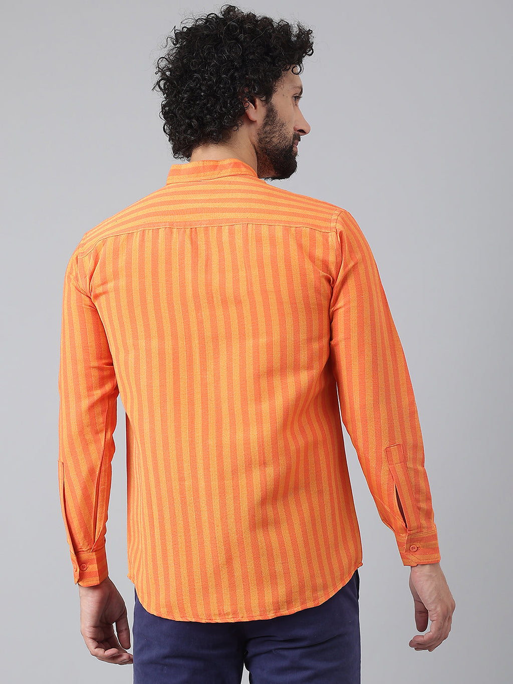 RIAG Orange Men's Chinese Collar Full Sleeves Shirt | Grocsy