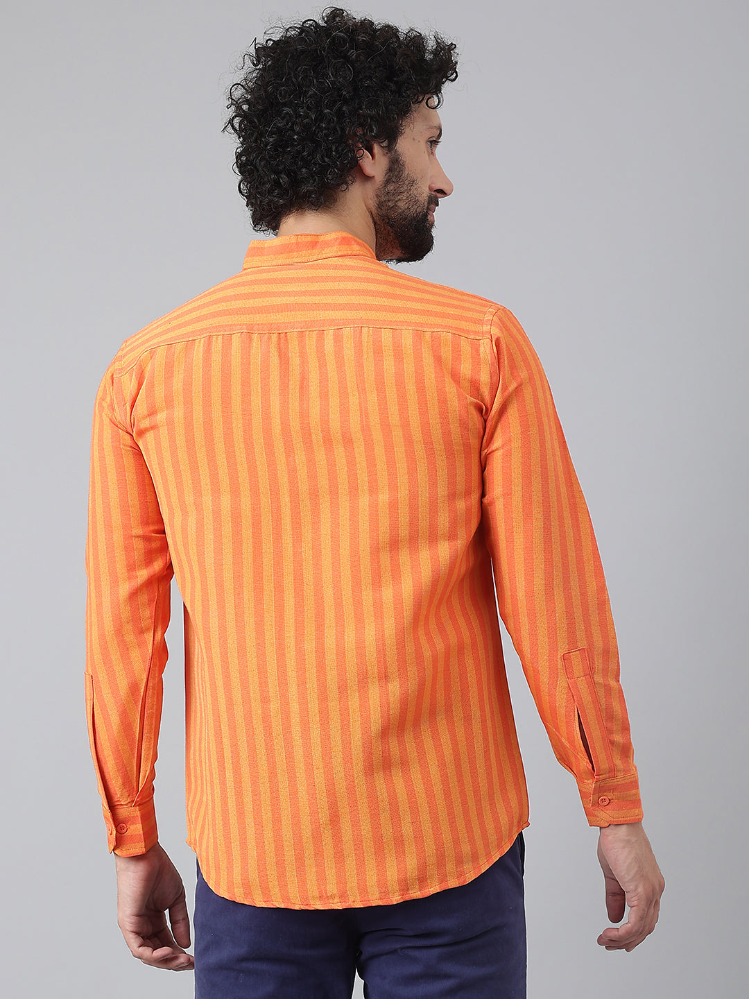 RIAG Orange Men's Chinese Collar Full Sleeves Shirt | Grocsy