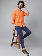 RIAG Orange Men's Chinese Collar Full Sleeves Shirt | Grocsy