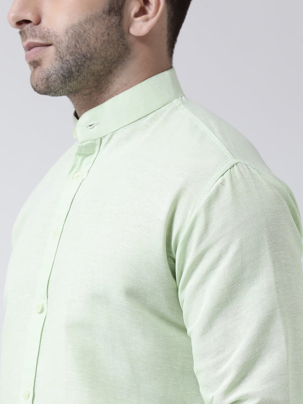 RIAG Green Men's Chinese Collar Full Sleeves Shirt | Grocsy