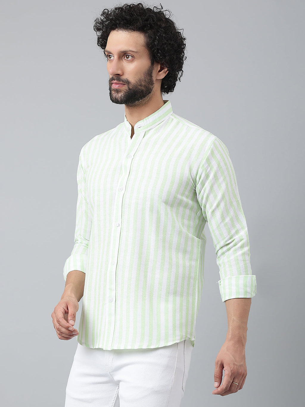 RIAG Green Men's Chinese Collar Full Sleeves Shirt | Grocsy