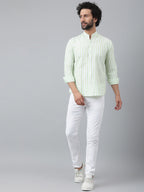 RIAG Green Men's Chinese Collar Full Sleeves Shirt | Grocsy