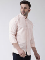RIAG Peach Men's Chinese Collar Full Sleeves Shirt | Grocsy