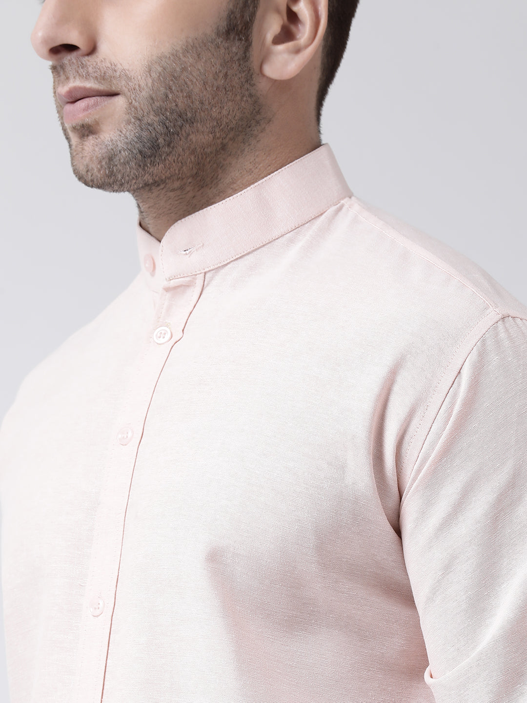 RIAG Peach Men's Chinese Collar Full Sleeves Shirt | Grocsy