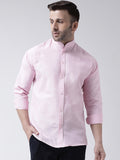 RIAG Pink Men's Chinese Collar Full Sleeves Shirt | Grocsy