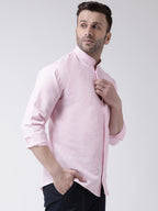 RIAG Pink Men's Chinese Collar Full Sleeves Shirt | Grocsy