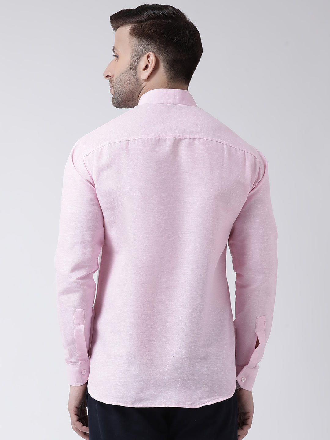 RIAG Pink Men's Chinese Collar Full Sleeves Shirt | Grocsy