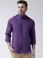 RIAG Purple Men's Chinese Collar Full Sleeves Shirt | Grocsy