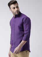 RIAG Purple Men's Chinese Collar Full Sleeves Shirt | Grocsy