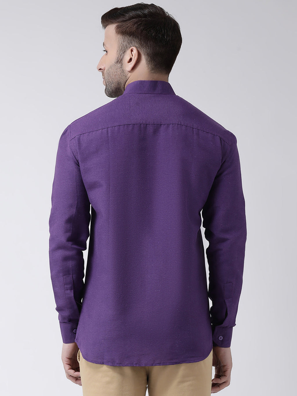 RIAG Purple Men's Chinese Collar Full Sleeves Shirt | Grocsy