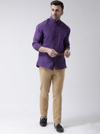 RIAG Purple Men's Chinese Collar Full Sleeves Shirt | Grocsy