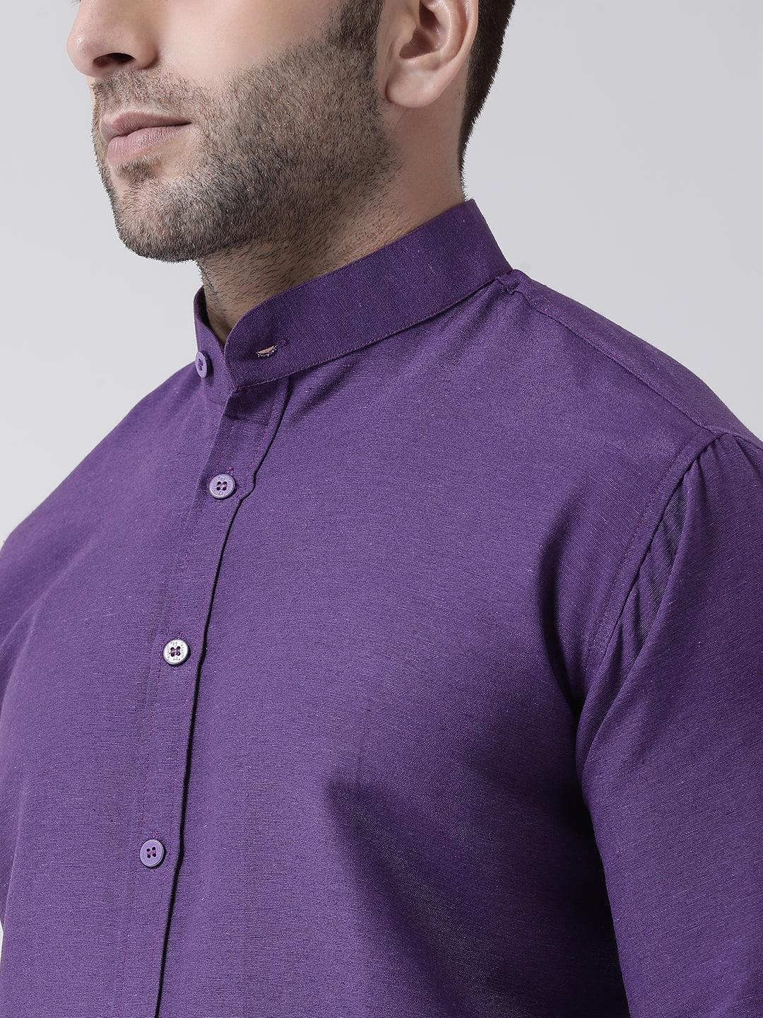 RIAG Purple Men's Chinese Collar Full Sleeves Shirt | Grocsy