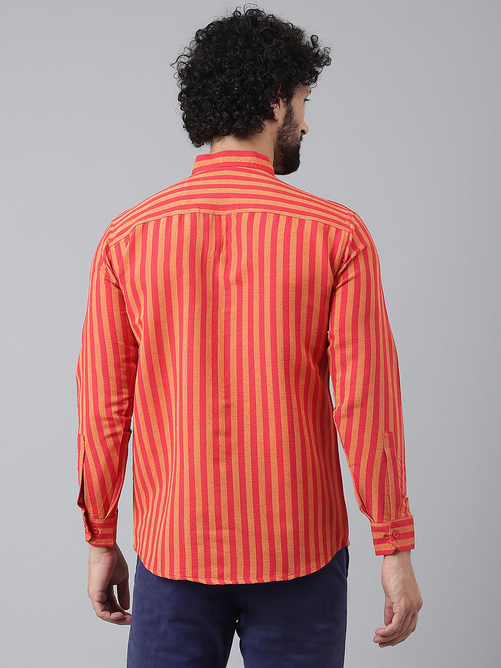 RIAG Red Men's Chinese Collar Full Sleeves Shirt | Grocsy