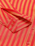 RIAG Red Men's Chinese Collar Full Sleeves Shirt | Grocsy