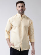 RIAG Beige Men's Chinese Collar Full Sleeves Shirt | Grocsy
